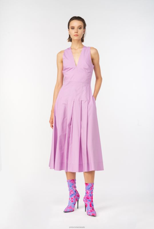 rochii de lungime mijlocie | rochie din poplin plisat Pinko dk șofran B0D0845