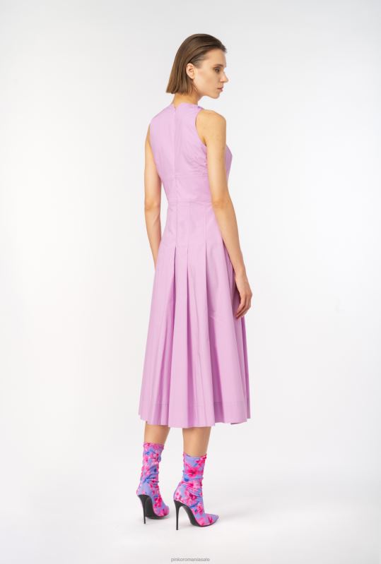 rochii de lungime mijlocie | rochie din poplin plisat Pinko dk șofran B0D0845