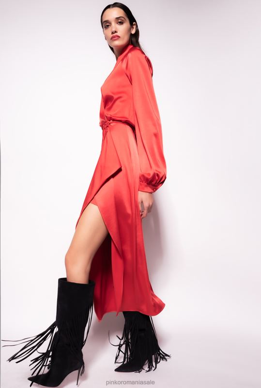 rochii de lungime mijlocie | rochie din satin Pinko formula 1 roșu B0D08101