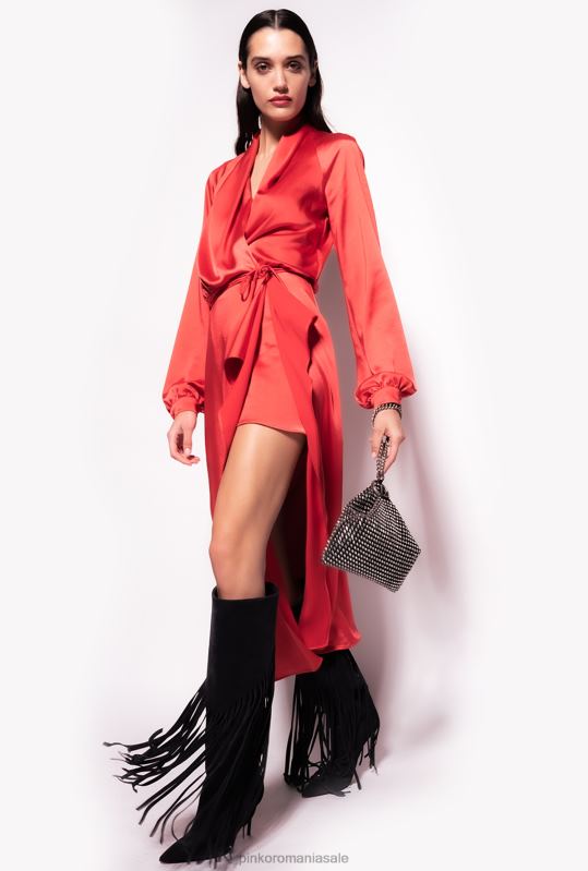 rochii de lungime mijlocie | rochie din satin Pinko formula 1 roșu B0D08101