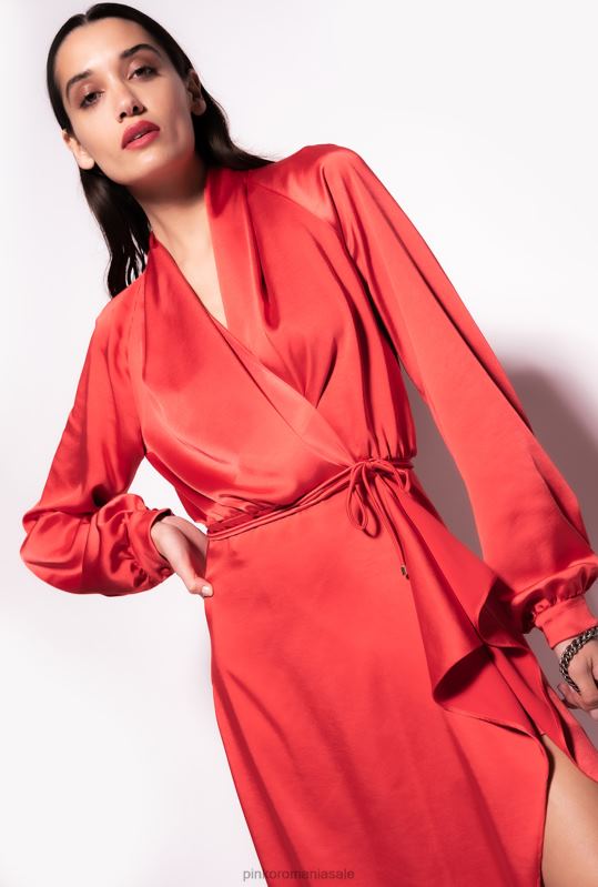 rochii de lungime mijlocie | rochie din satin Pinko formula 1 roșu B0D08101