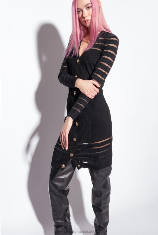 rochii de lungime mijlocie | rochie din tricot cu dungi Pinko limuzina neagră B0D08222