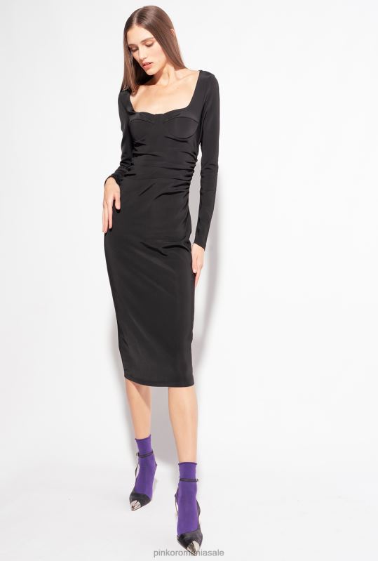 rochii de lungime mijlocie | rochie fluidă din neopren Pinko limuzina neagră B0D08193