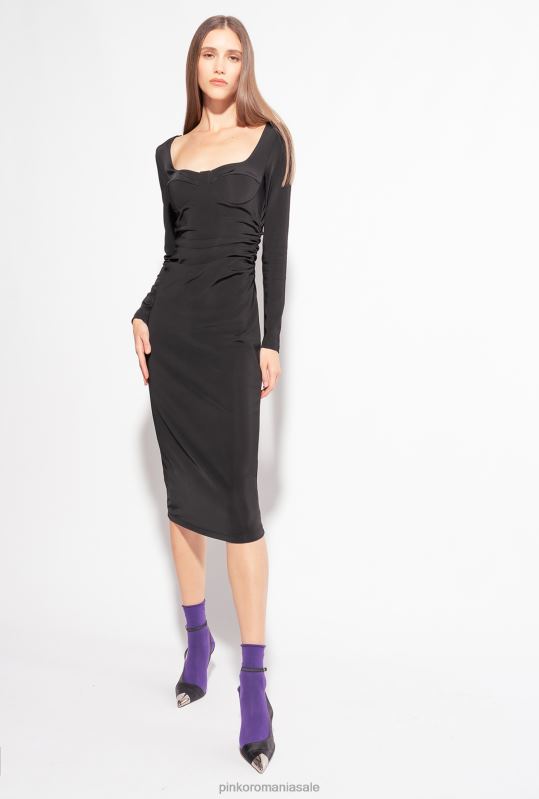 rochii de lungime mijlocie | rochie fluidă din neopren Pinko limuzina neagră B0D08193