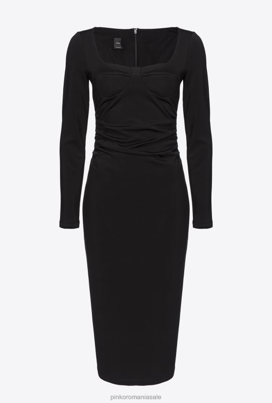 rochii de lungime mijlocie | rochie fluidă din neopren Pinko limuzina neagră B0D08193