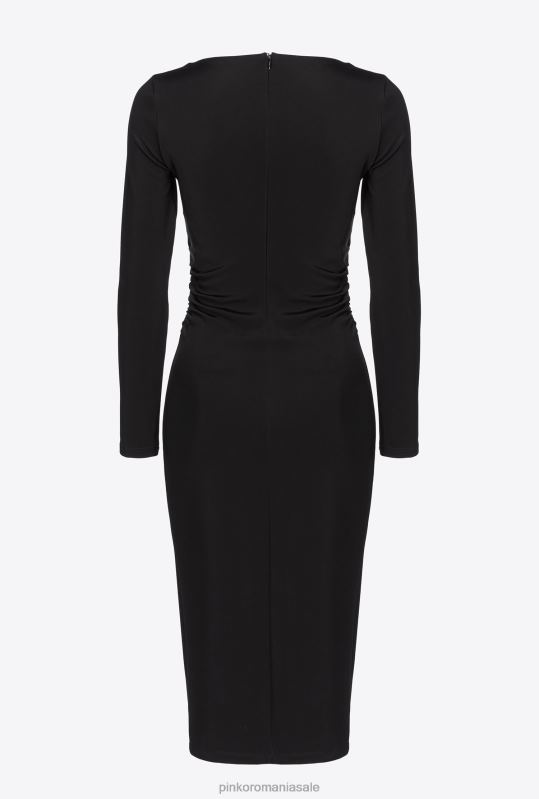 rochii de lungime mijlocie | rochie fluidă din neopren Pinko limuzina neagră B0D08193