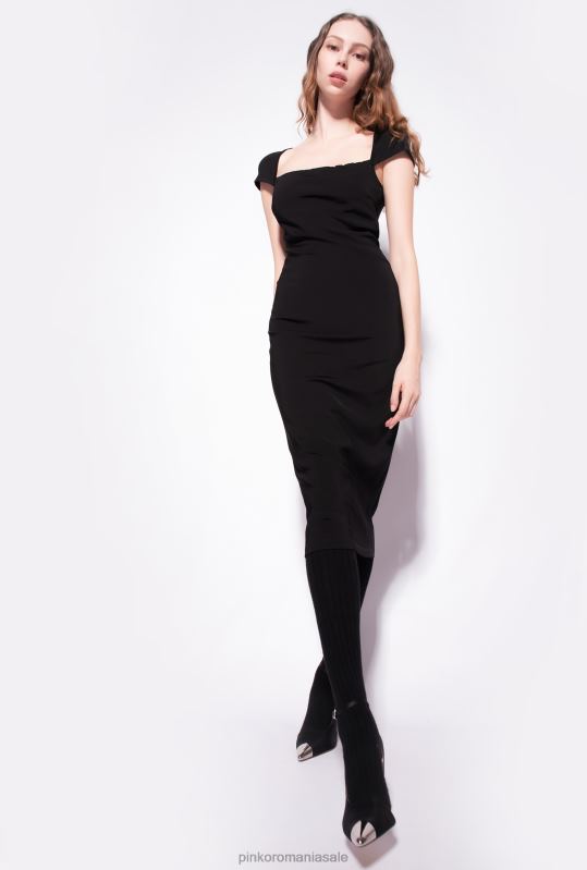 rochii de lungime mijlocie | rochie lungă, simplă, confortabilă Pinko limuzina neagră B0D08120