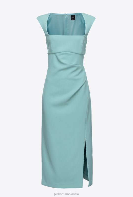 rochii de lungime mijlocie | rochie midi cu fanta Pinko albastru nil B0D0878
