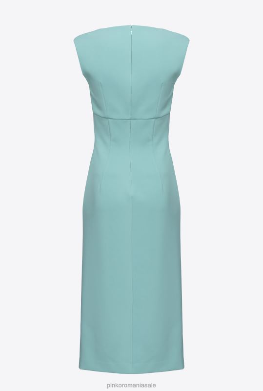 rochii de lungime mijlocie | rochie midi cu fanta Pinko albastru nil B0D0878