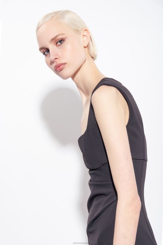 rochii de lungime mijlocie | rochie midi cu fanta Pinko limuzina neagră B0D0879
