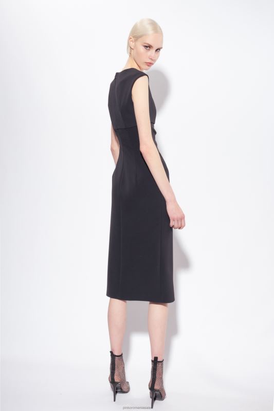rochii de lungime mijlocie | rochie midi cu fanta Pinko limuzina neagră B0D0879