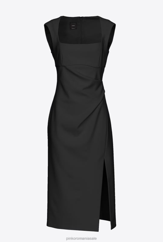 rochii de lungime mijlocie | rochie midi cu fanta Pinko limuzina neagră B0D0879