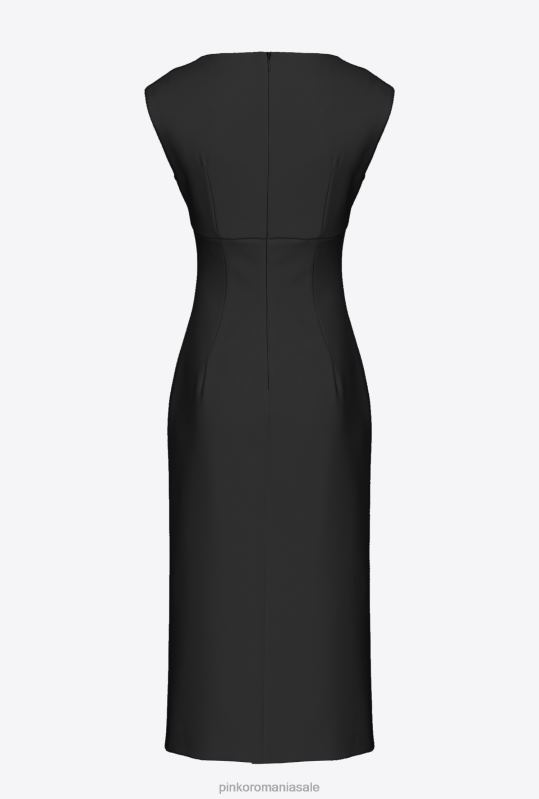 rochii de lungime mijlocie | rochie midi cu fanta Pinko limuzina neagră B0D0879
