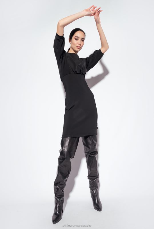 rochii de lungime mijlocie | rochie midi cu fusta teaca Pinko limuzina neagră B0D08215