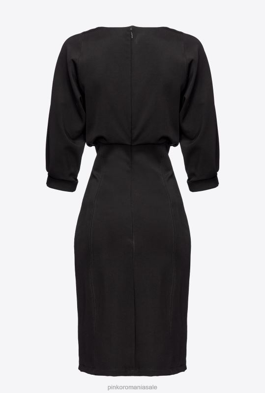rochii de lungime mijlocie | rochie midi cu fusta teaca Pinko limuzina neagră B0D08215