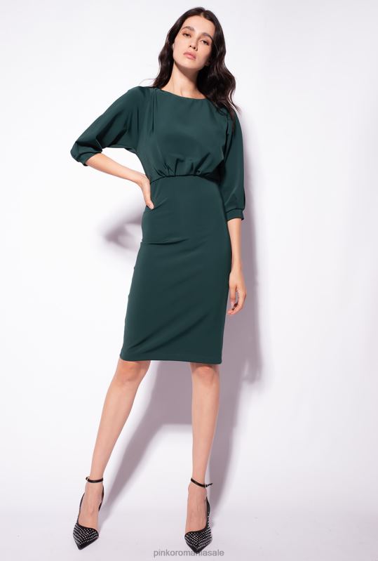 rochii de lungime mijlocie | rochie midi cu fusta teaca Pinko verde ponderosa B0D08214