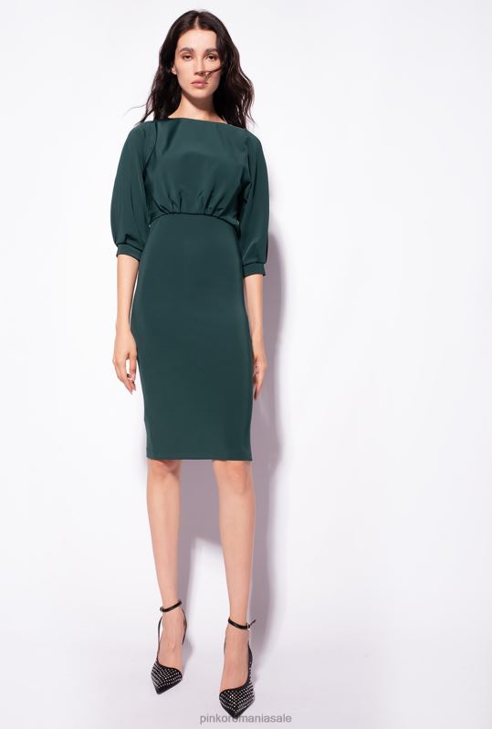 rochii de lungime mijlocie | rochie midi cu fusta teaca Pinko verde ponderosa B0D08214