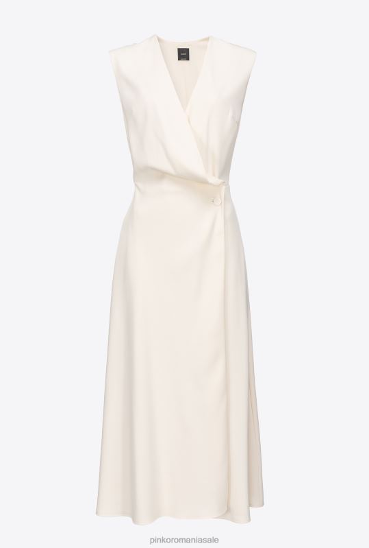 rochii de lungime mijlocie | rochie midi din crepon elastic Pinko roz alb fum B0D0869