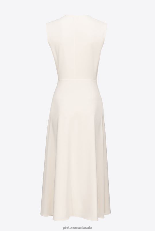 rochii de lungime mijlocie | rochie midi din crepon elastic Pinko roz alb fum B0D0869