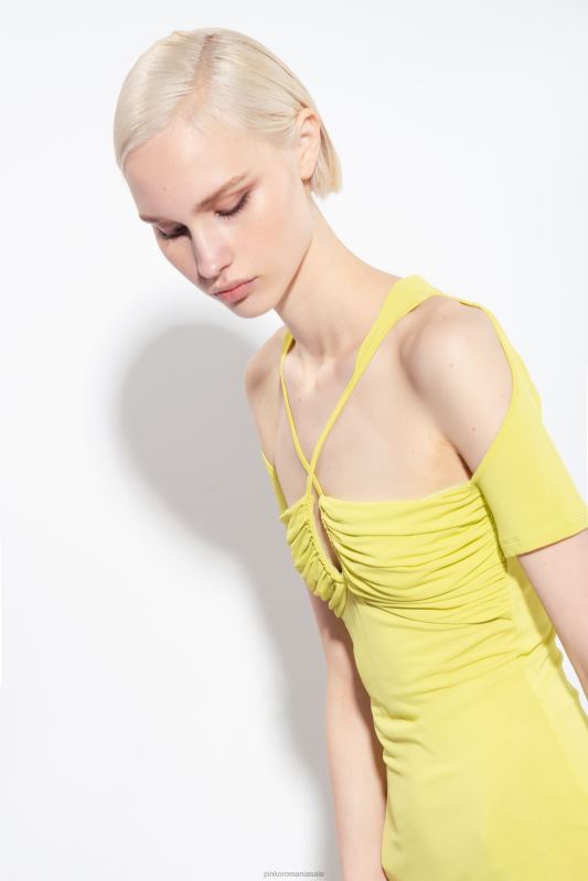 rochii de lungime mijlocie | rochie midi din jerseu fluid Pinko verde - solfatara B0D084