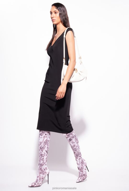 rochii de lungime mijlocie | rochie midi din material tehnic Pinko limuzina neagră B0D0876