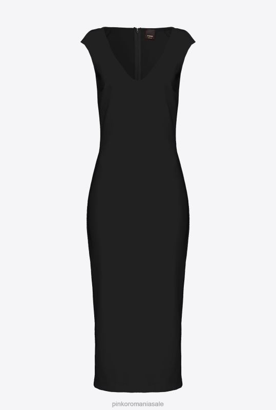 rochii de lungime mijlocie | rochie midi din material tehnic Pinko limuzina neagră B0D0876
