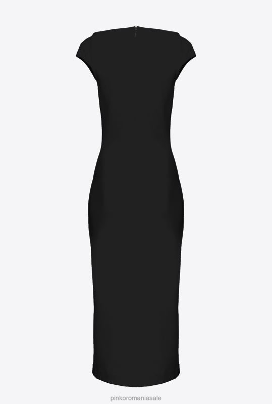 rochii de lungime mijlocie | rochie midi din material tehnic Pinko limuzina neagră B0D0876