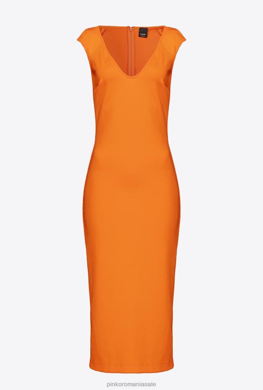 rochii de lungime mijlocie | rochie midi din material tehnic Pinko portocaliu deschis B0D0875