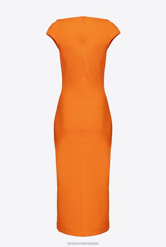 rochii de lungime mijlocie | rochie midi din material tehnic Pinko portocaliu deschis B0D0875