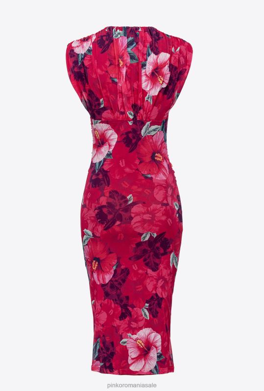 rochii de lungime mijlocie | rochie până la gambe cu imprimeu hibiscus Pinko multi. fucsia/roz B0D08138