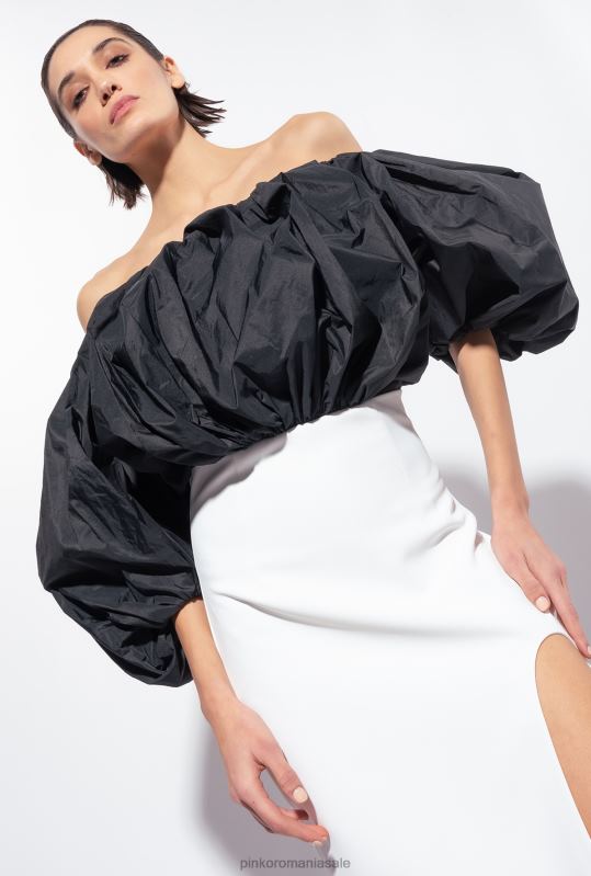 rochii de lungime mijlocie | rochie pana la gambe cu tafta Pinko alb negru B0D08195