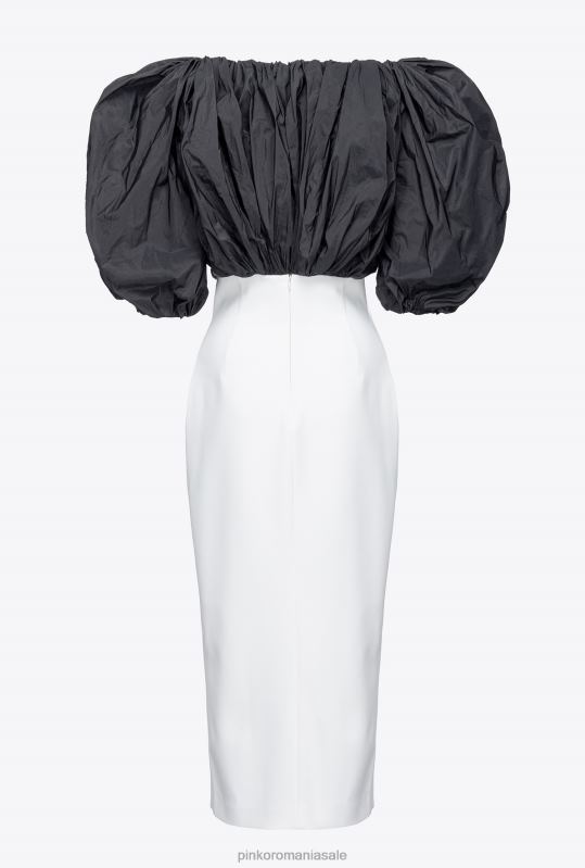 rochii de lungime mijlocie | rochie pana la gambe cu tafta Pinko alb negru B0D08195