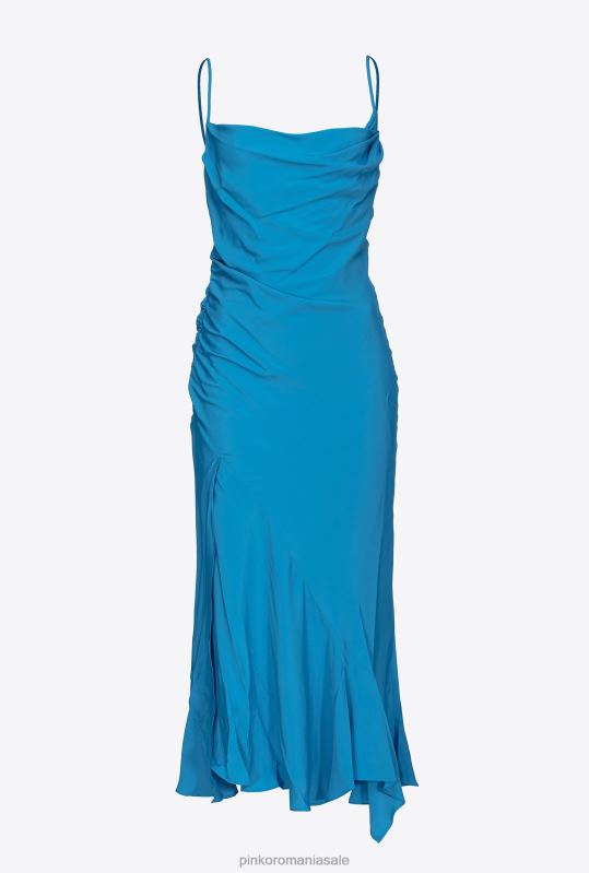 rochii de lungime mijlocie | rochie slip din amestec de mătase Pinko director albastru B0D0881