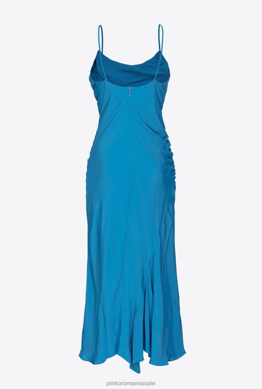 rochii de lungime mijlocie | rochie slip din amestec de mătase Pinko director albastru B0D0881