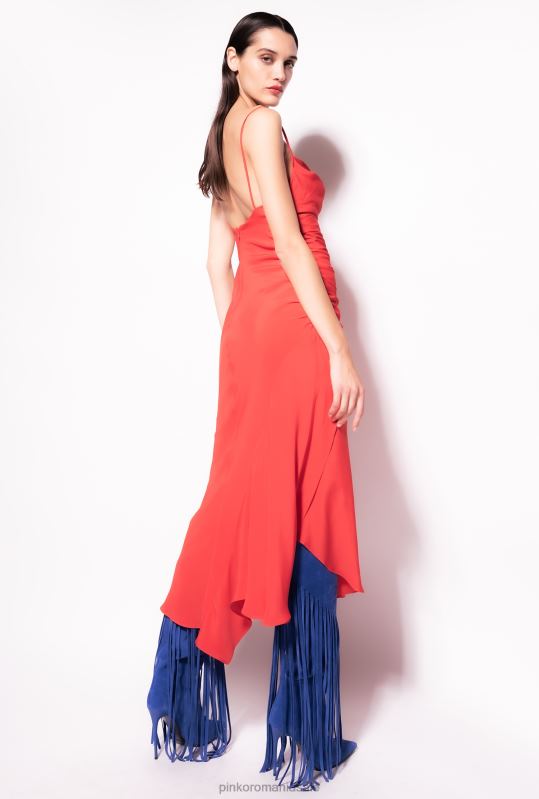 rochii de lungime mijlocie | rochie slip din amestec de mătase Pinko formula 1 roșu B0D0880