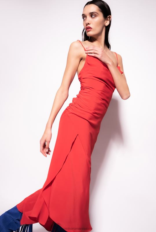 rochii de lungime mijlocie | rochie slip din amestec de mătase Pinko formula 1 roșu B0D0880