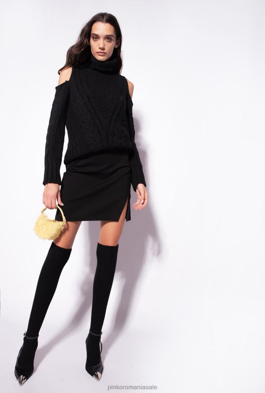 rochii scurte | fusta mini cu fanta Pinko limuzina neagră B0D08924