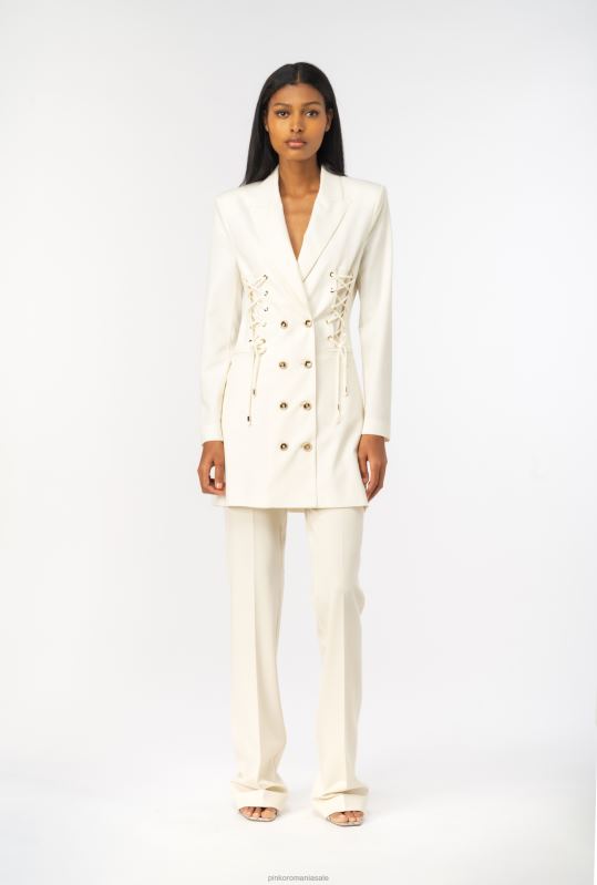 rochii scurte | rochie blazer cu siret Pinko roz alb fum B0D08125