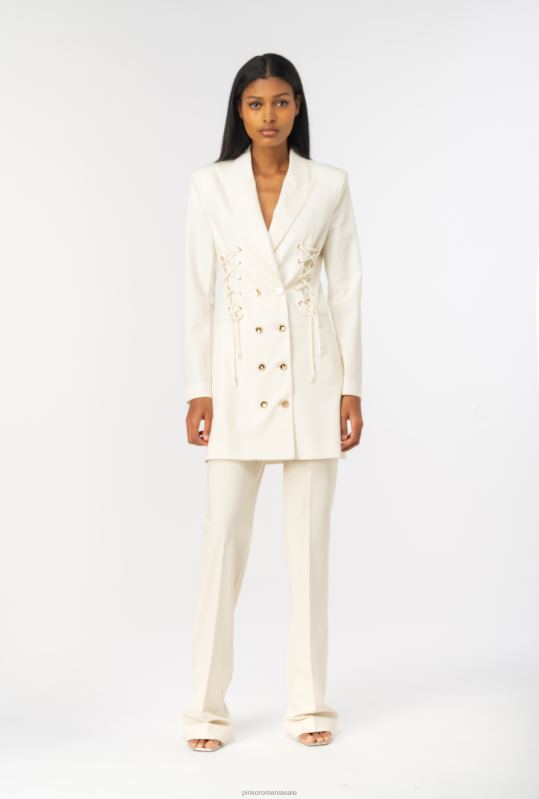 rochii scurte | rochie blazer cu siret Pinko roz alb fum B0D08125