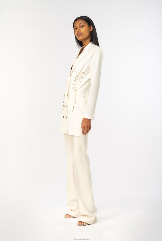 rochii scurte | rochie blazer cu siret Pinko roz alb fum B0D08125