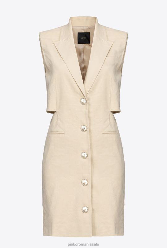 rochii scurte | rochie blazer din in Pinko bej migdal înghețat B0D0821