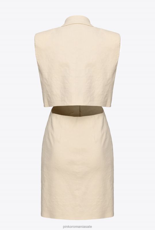 rochii scurte | rochie blazer din in Pinko bej migdal înghețat B0D0821