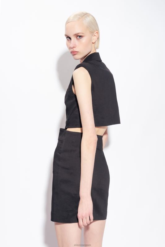 rochii scurte | rochie blazer din in Pinko limuzina neagră B0D0820