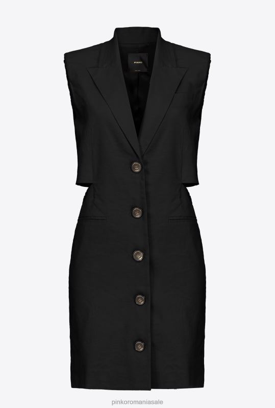 rochii scurte | rochie blazer din in Pinko limuzina neagră B0D0820