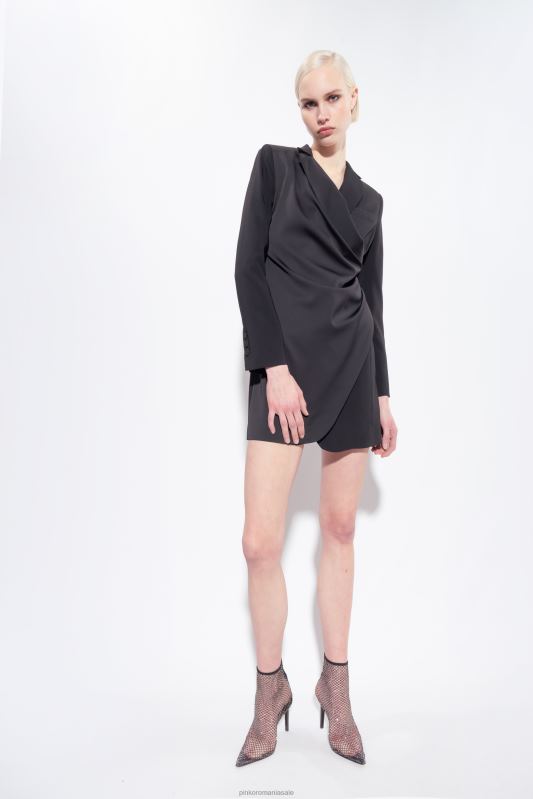 rochii scurte | rochie blazer din satin Pinko limuzina neagră B0D08149