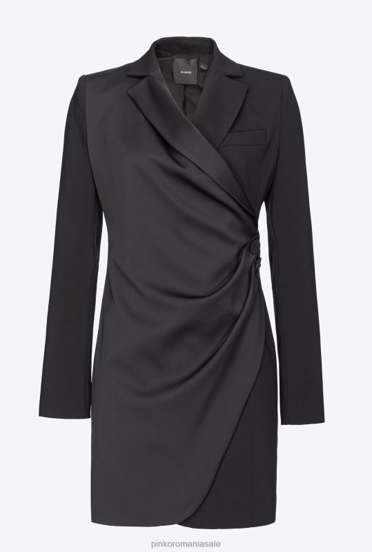 rochii scurte | rochie blazer din satin Pinko limuzina neagră B0D08149