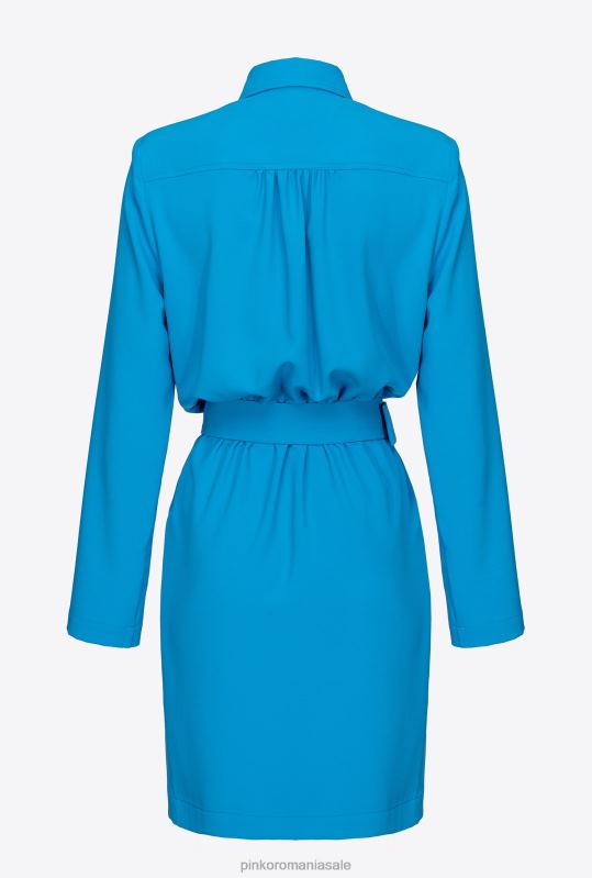 rochii scurte | rochie cămașă cu cataramă păsări de dragoste Pinko director albastru B0D08127