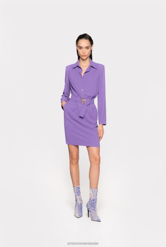 rochii scurte | rochie cămașă cu cataramă păsări de dragoste Pinko liliac lavandă B0D08126