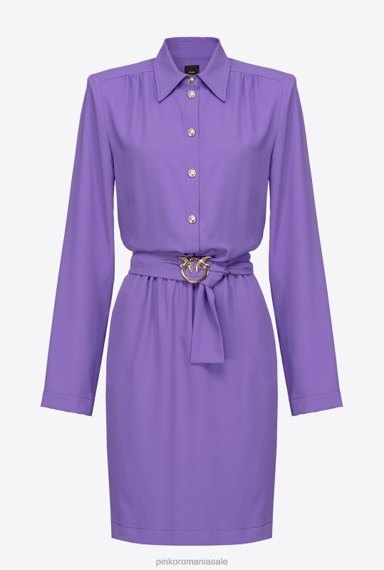 rochii scurte | rochie cămașă cu cataramă păsări de dragoste Pinko liliac lavandă B0D08126