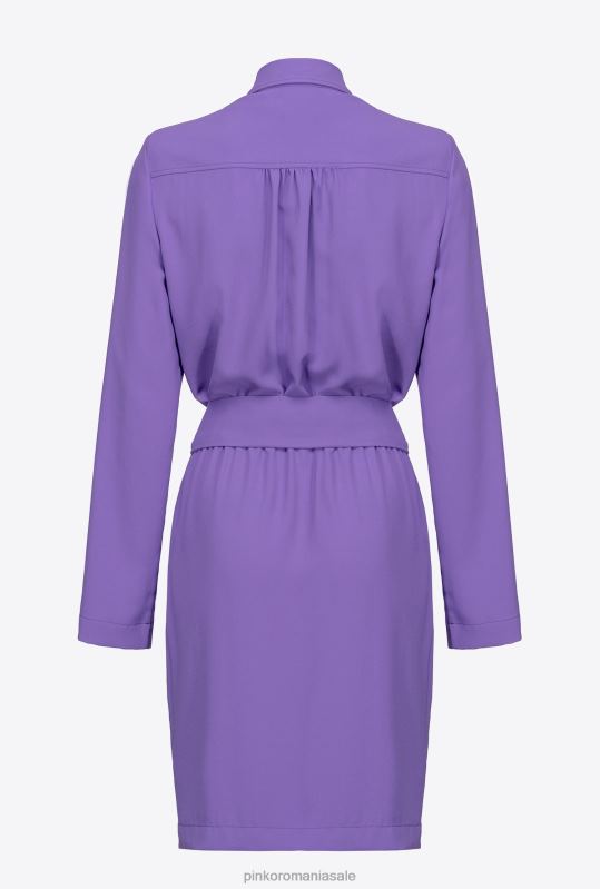 rochii scurte | rochie cămașă cu cataramă păsări de dragoste Pinko liliac lavandă B0D08126